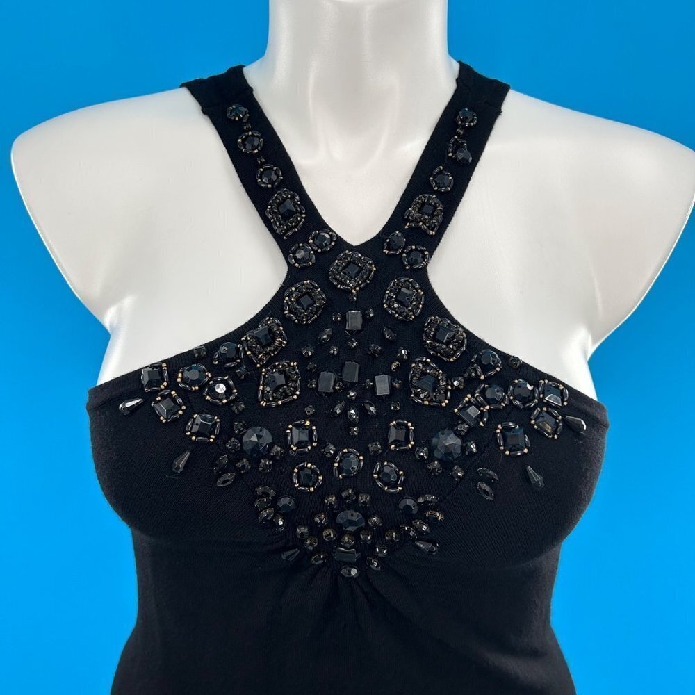 Cache Black Embellished Tank Top